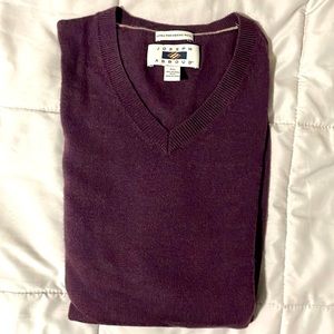 Joseph Abboud Men’s XL Merino Wool V-Neck Sweater - Burgundy NWOT